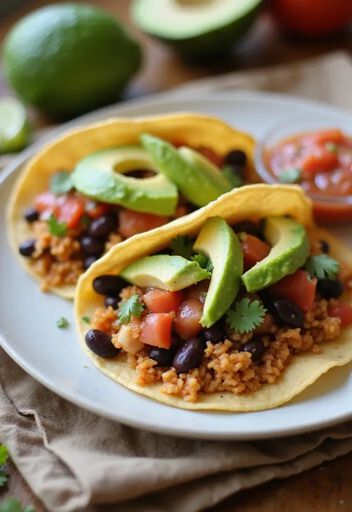 25 High-Protein Mexican Recipes for Muscle and Energy 125 25 High-Protein Mexican Recipes for Muscle and Energy - 25. Vegetarian Bean and Rice Tacos