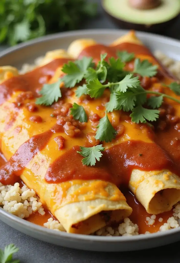 25 Mexican Cauliflower Rice Recipes for Low-Carb Meals 8 25 Mexican Cauliflower Rice Recipes for Low-Carb Meals - 2. Cauliflower Rice Enchiladas