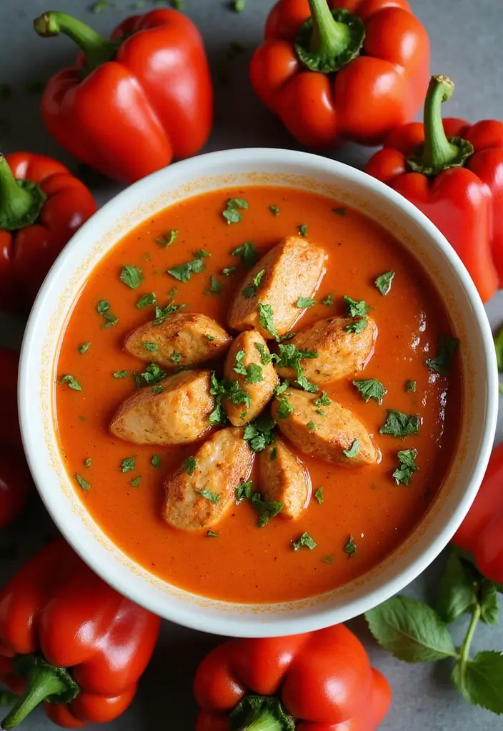 25 Mexican Chicken Soup Recipes to Warm You Up 110 25 Mexican Chicken Soup Recipes to Warm You Up - 20. Roasted Red Pepper Chicken Soup