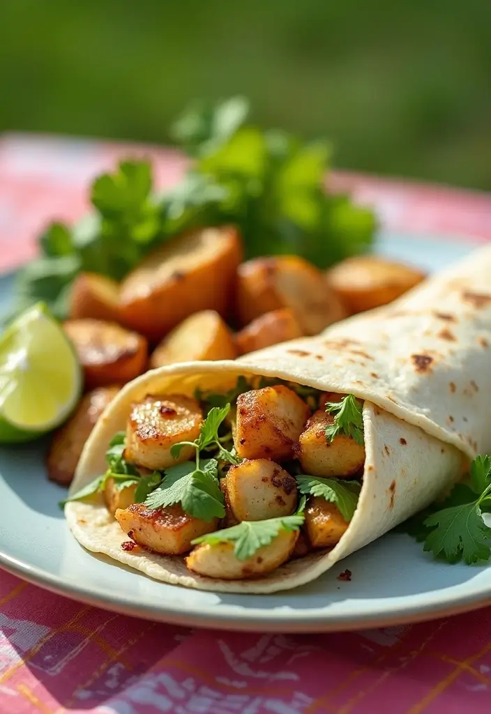 25 Mexican Chicken and Potato Recipes Full of Flavor - 22. Cilantro Lime Chicken and Potato Wraps