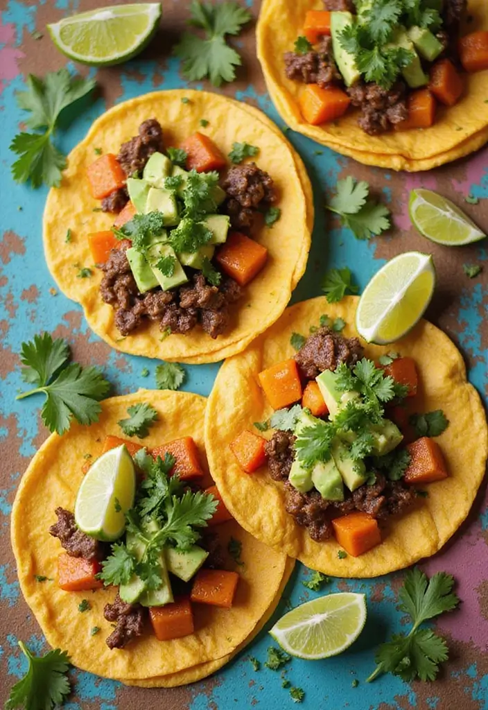 26 Healthy Ground Beef Mexican Recipes for Busy Nights - 8. Beef and Sweet Potato Tacos
