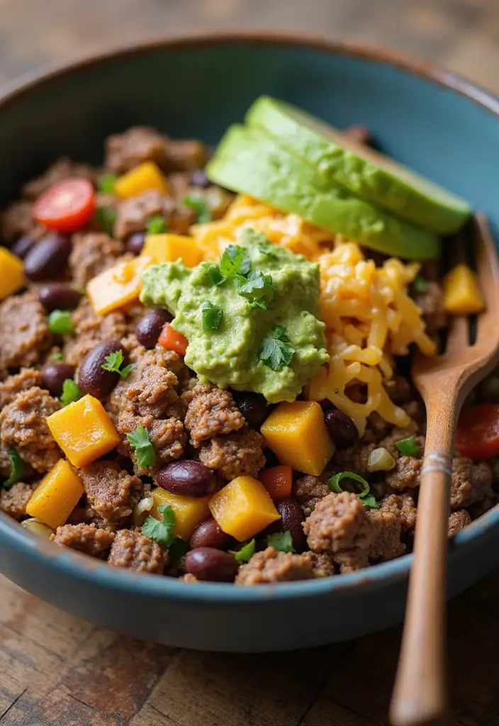 26 Healthy Ground Beef Mexican Recipes for Busy Nights - 9. Easy Beef Burrito Bowls