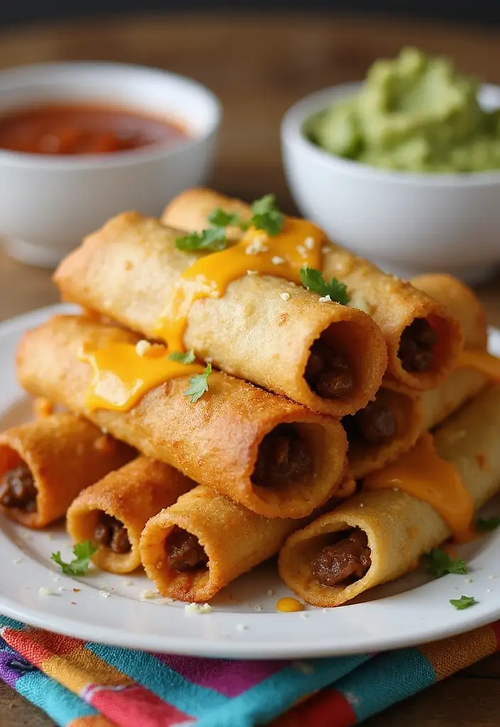 27 Easy Mexican Ground Beef Recipes for Weeknight Meals 61 27 Easy Mexican Ground Beef Recipes for Weeknight Meals - 11. Cheesy Beef Taquitos