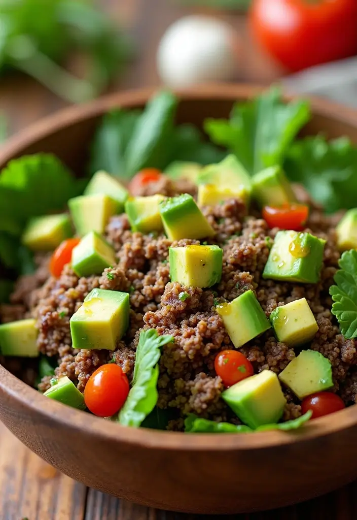27 Easy Mexican Ground Beef Recipes for Weeknight Meals 104 27 Easy Mexican Ground Beef Recipes for Weeknight Meals - 18. Beef and Avocado Salad