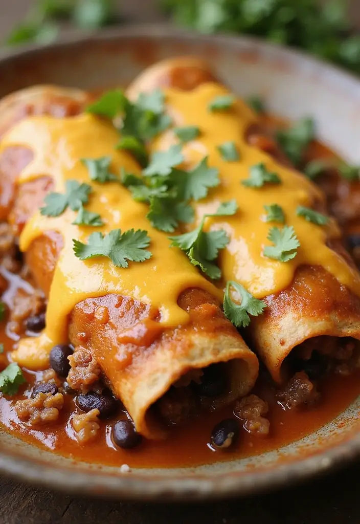 27 Easy Mexican Ground Beef Recipes for Weeknight Meals 137 27 Easy Mexican Ground Beef Recipes for Weeknight Meals - 23. Beef and Black Bean Enchiladas