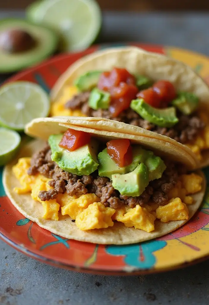 27 Easy Mexican Ground Beef Recipes for Weeknight Meals 151 27 Easy Mexican Ground Beef Recipes for Weeknight Meals - 25. Beef and Egg Breakfast Tacos