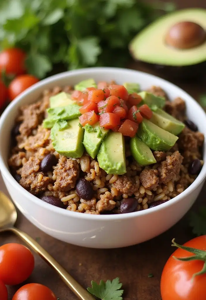 27 Easy Mexican Ground Beef Recipes for Weeknight Meals 11 27 Easy Mexican Ground Beef Recipes for Weeknight Meals - 3. Beef Burrito Bowls