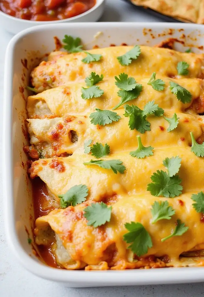 27 Healthy Mexican Chicken Recipes for the Week - 19. Chicken and Spinach Enchiladas