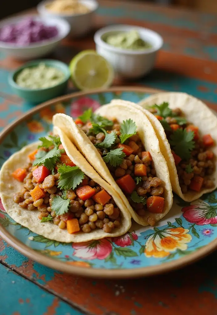 30 Healthy Mexican Dinner Recipes That Taste Amazing - 22. Lentil and Veggie Tacos