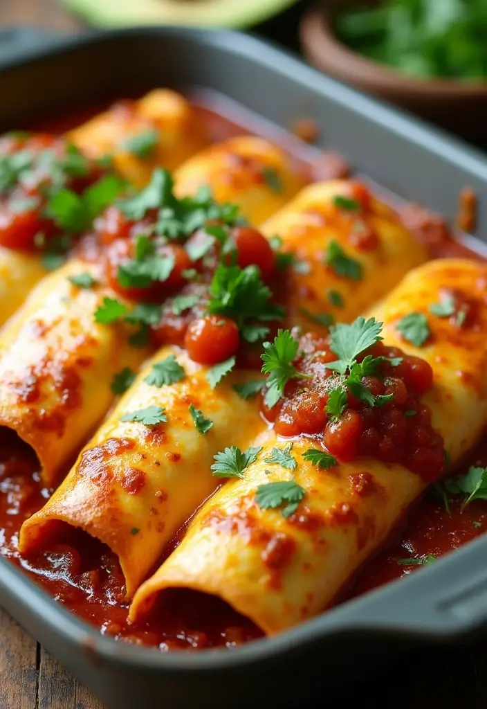 30 Healthy Mexican Dinner Recipes That Taste Amazing - 24. Creamy Avocado Chicken Enchiladas