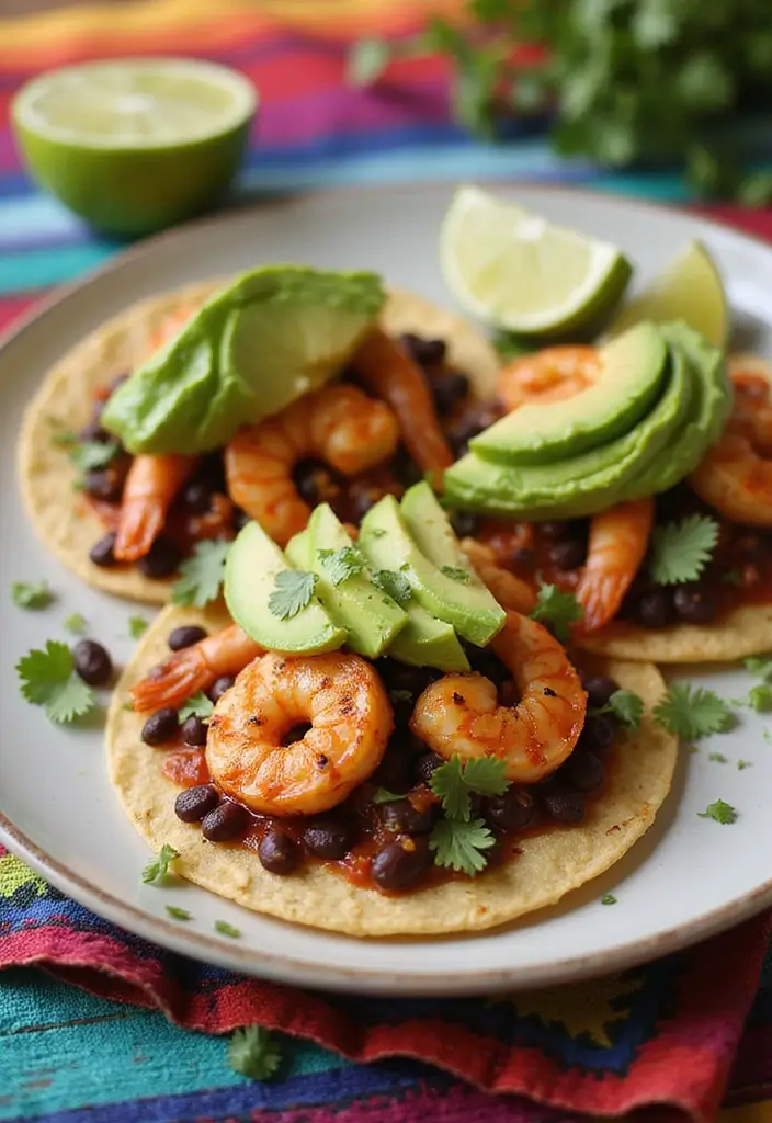 30 Healthy Mexican Dinner Recipes That Taste Amazing - 4. Shrimp Tostadas with Spicy Black Beans