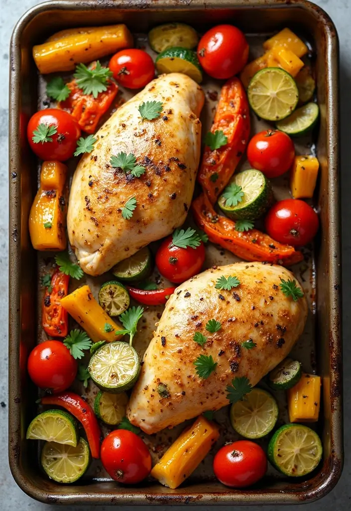 30 Mexican Chicken Breast Recipes for Simple Meals 174 30 Mexican Chicken Breast Recipes for Simple Meals - 30. Chicken and Roasted Veggie Sheet Pan Dinner