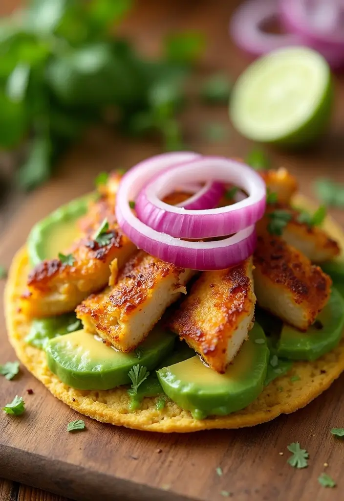 30 Mexican Chicken Tostada Recipes Packed with Flavor 8 30 Mexican Chicken Tostada Recipes Packed with Flavor - 2. Avocado Chicken Tostada