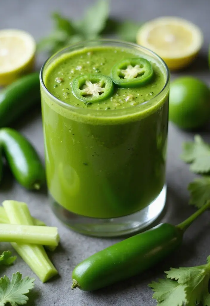 30 Mexican Green Juice Recipes for a Healthy Boost 8 30 Mexican Green Juice Recipes for a Healthy Boost - 2. Spicy Green Kick Juice