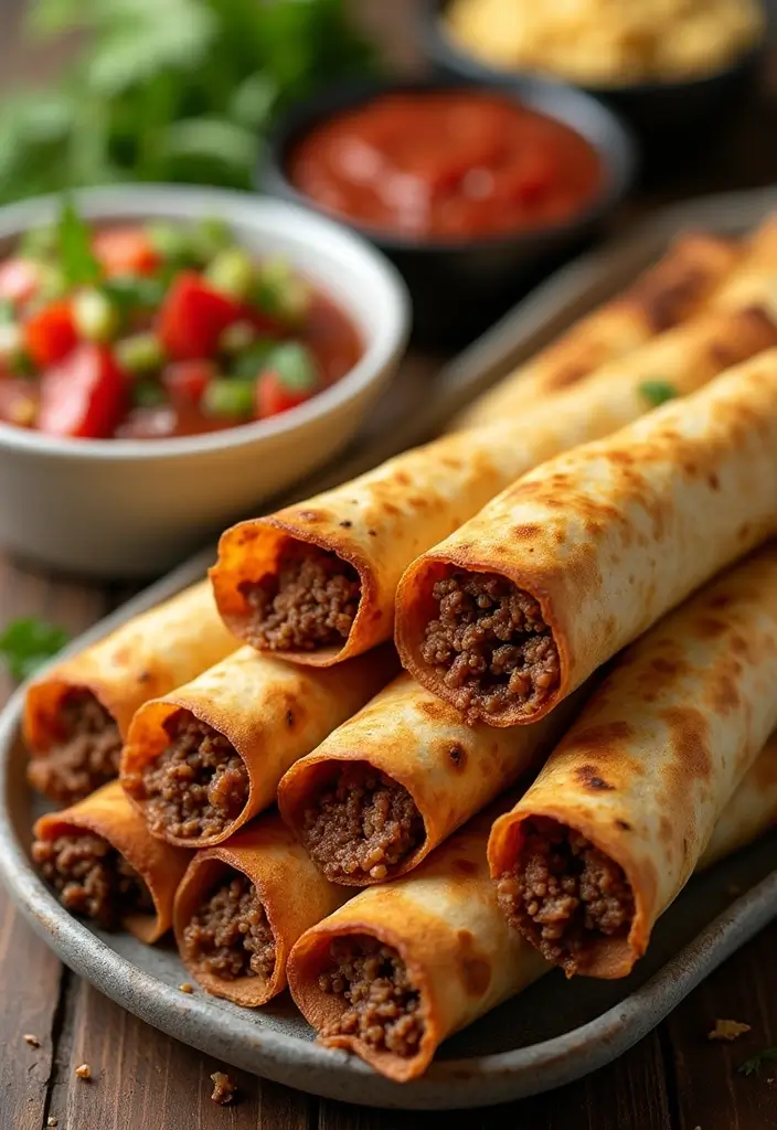 30+ Mexican Ground Beef Recipes for Easy Family Dinners - 9. Ground Beef Taquitos