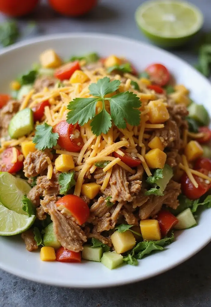 30+ Mexican Pulled Pork Crock Pot Recipes for Easy Dinners 153 30+ Mexican Pulled Pork Crock Pot Recipes for Easy Dinners - 23. Taco Salad with Pulled Pork