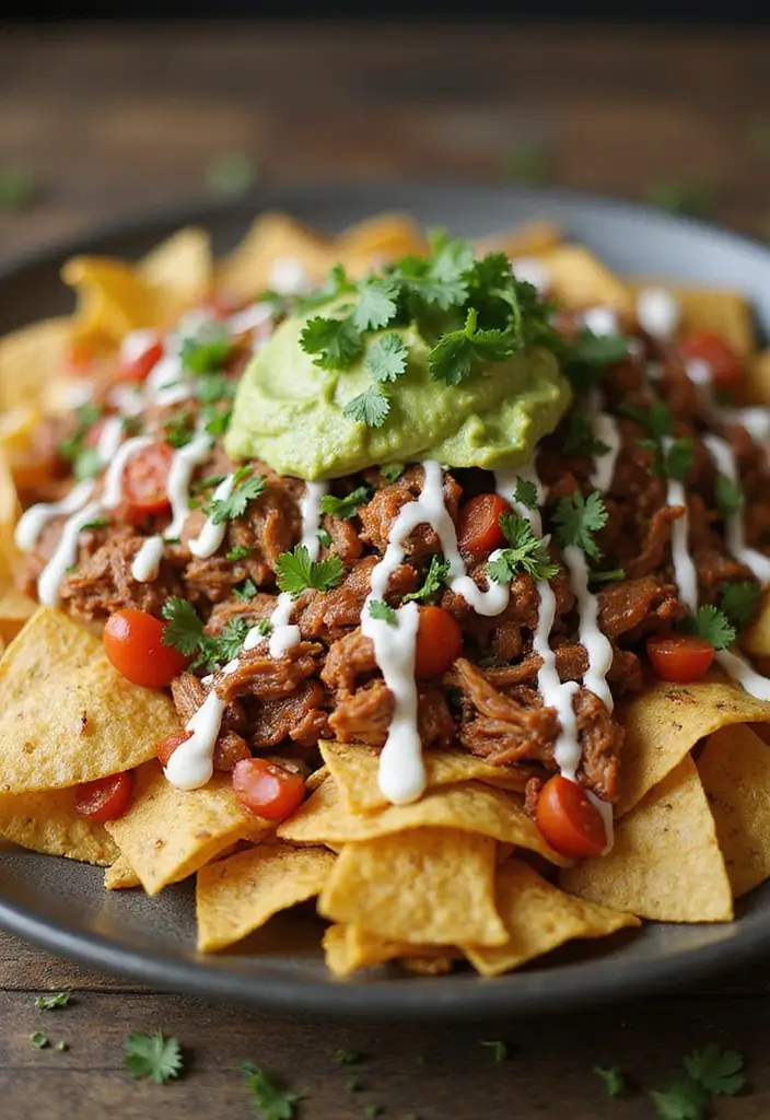 30+ Mexican Pulled Pork Crock Pot Recipes for Easy Dinners 44 30+ Mexican Pulled Pork Crock Pot Recipes for Easy Dinners - 8. Loaded Pulled Pork Nachos